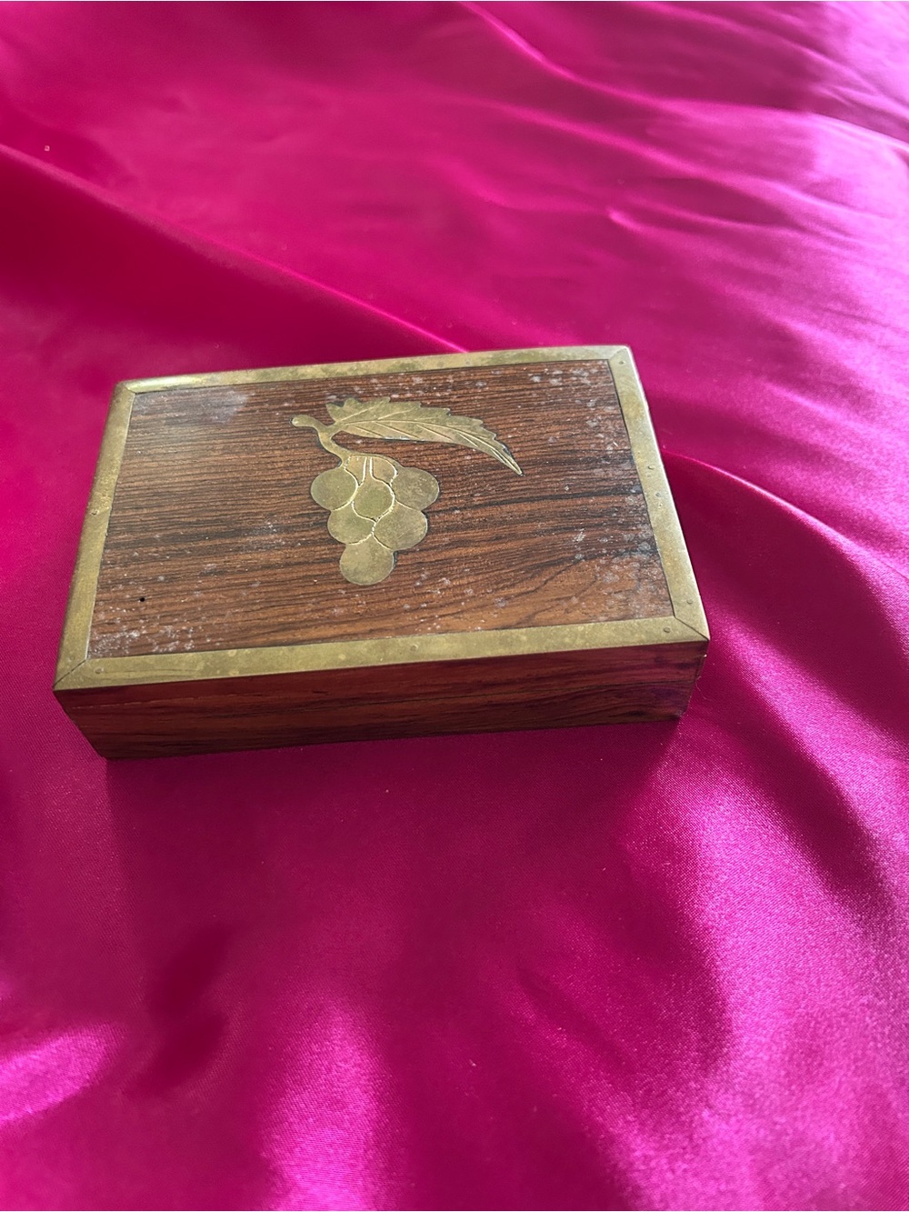 Vintage Wood and Brass Cigarette Box or Trinket Box